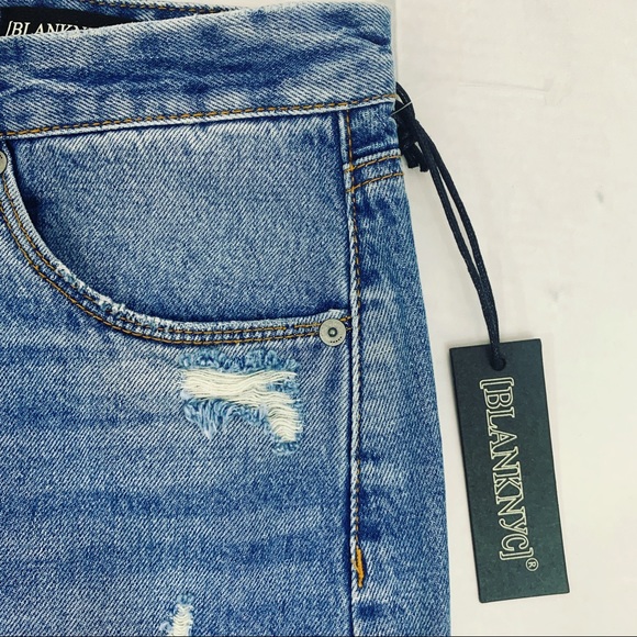 BLANK NYC Denim Jean Distressed Mini Skirt Sz 29 - Picture 3 of 11